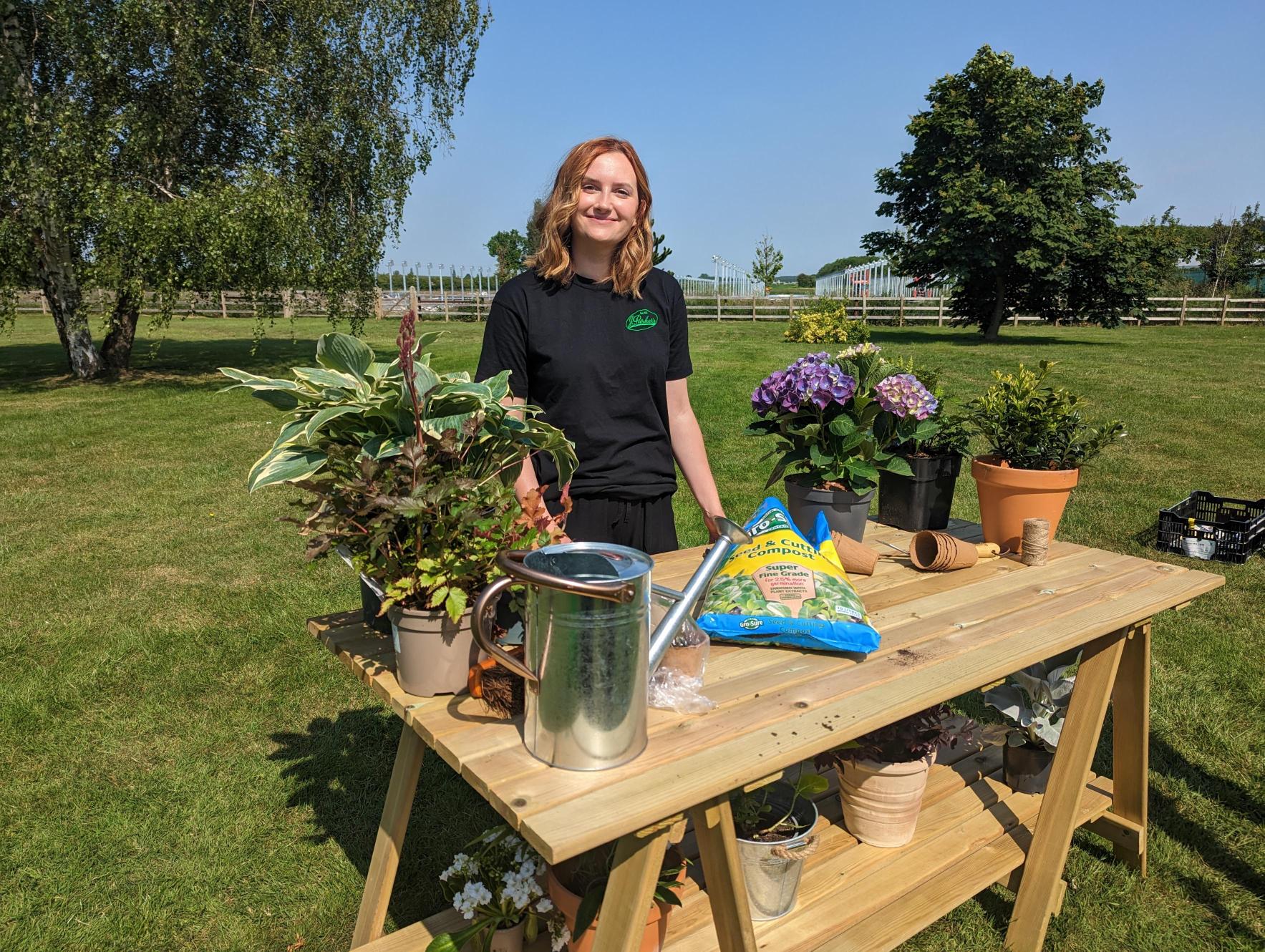 Our gardening expert Hannah in our filming garden
